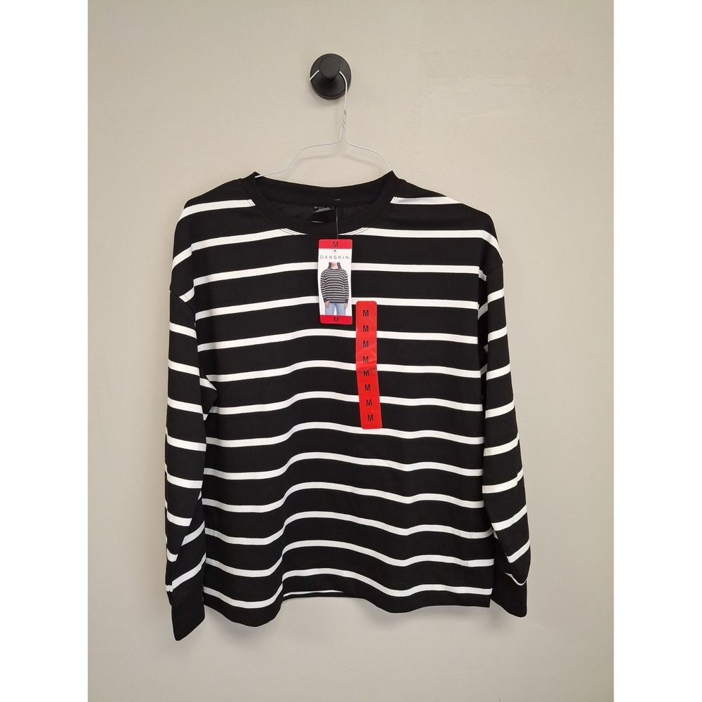 Danskin Women's Luxe Tunic, Black Salt / White Stripe, Size: Medium, New